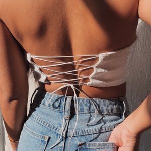 Meshki Parker Sequin Tie Back Bandeau in W…